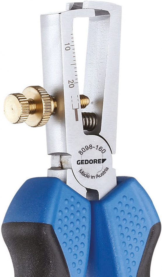 GEDORE Stripping pliers, Adjustable for 0.8-6.0 mm² wire, With opening spring and set screw, 8098-160 JC - Image 2
