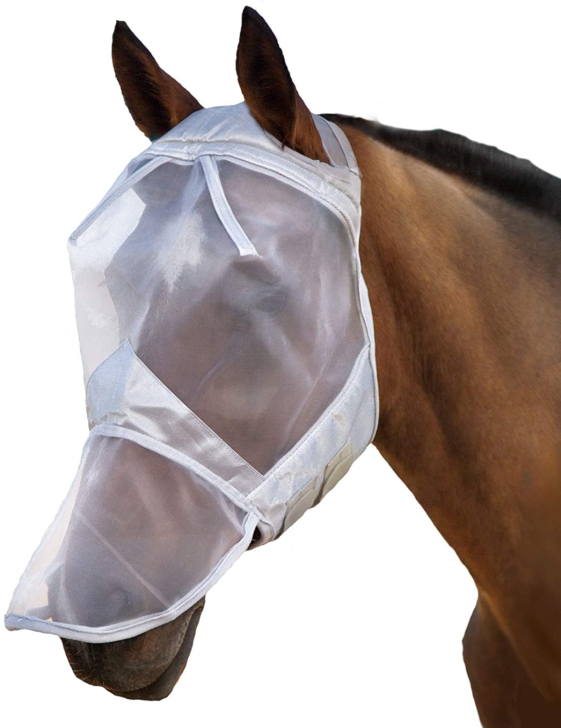 Harrison Howard Caremaster Horse Fly Mask Standard with Nose Silver