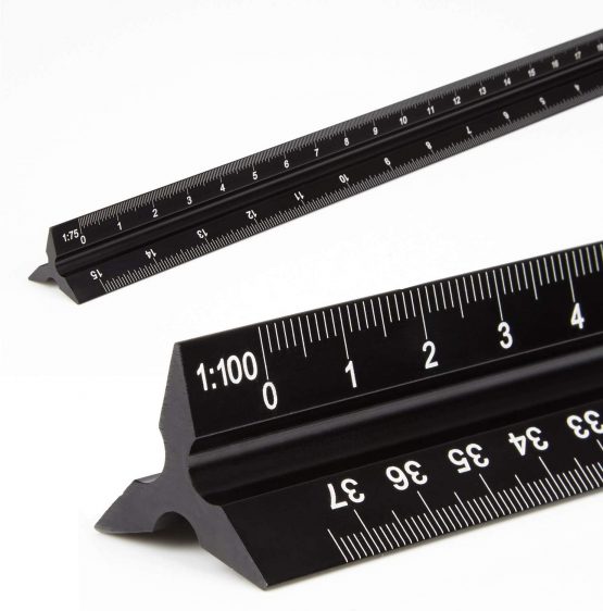 WINTEX Triangular Scale Ruler 30 cm - plastic metric ruling system, aluminum - ideal for architects, engineers, school, home and office - 30cm reduction scale tri rule