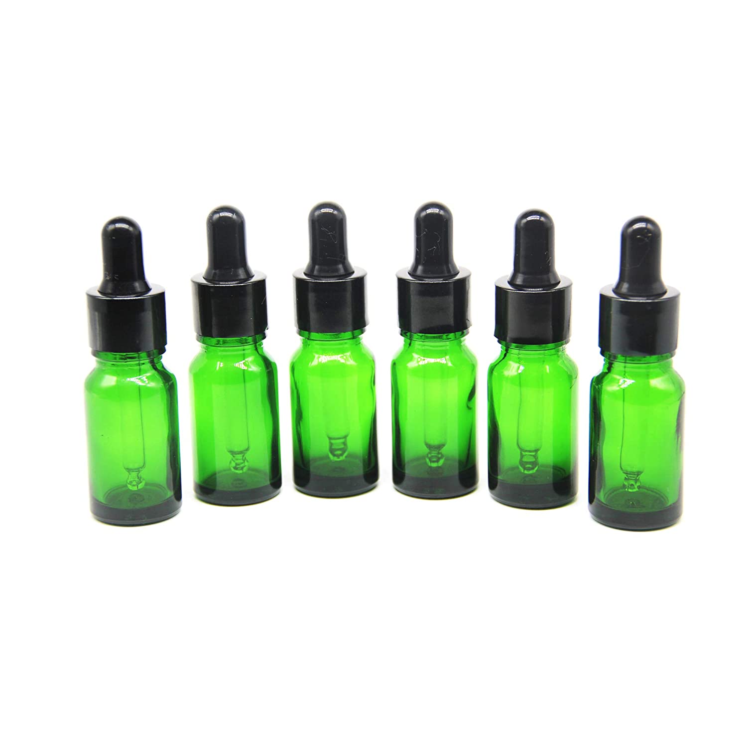 Yizhao Green Glass Dropper Bottles 10ml, with Glass Pipette Dropper, for Essential oil Aromatherapy, Laboratory, Massage