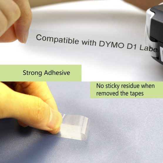 6X Compatible for DYMO D1 Label Tape 45010 45013 45016 45017 45018 45019 12mm x 7m Clear/White/Blue/Red/Yellow/Green for Dymo LabelManager 160 210D 260D 280 LabelPoint 200 250 - Image 3