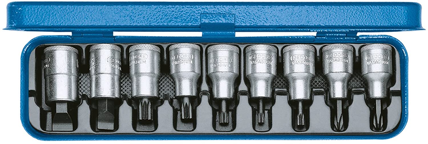 Gedore INX 19 PM Screwdriver Set 1/2 Inch 9 Piece IS-PH-XZN, Blue, Variety pack