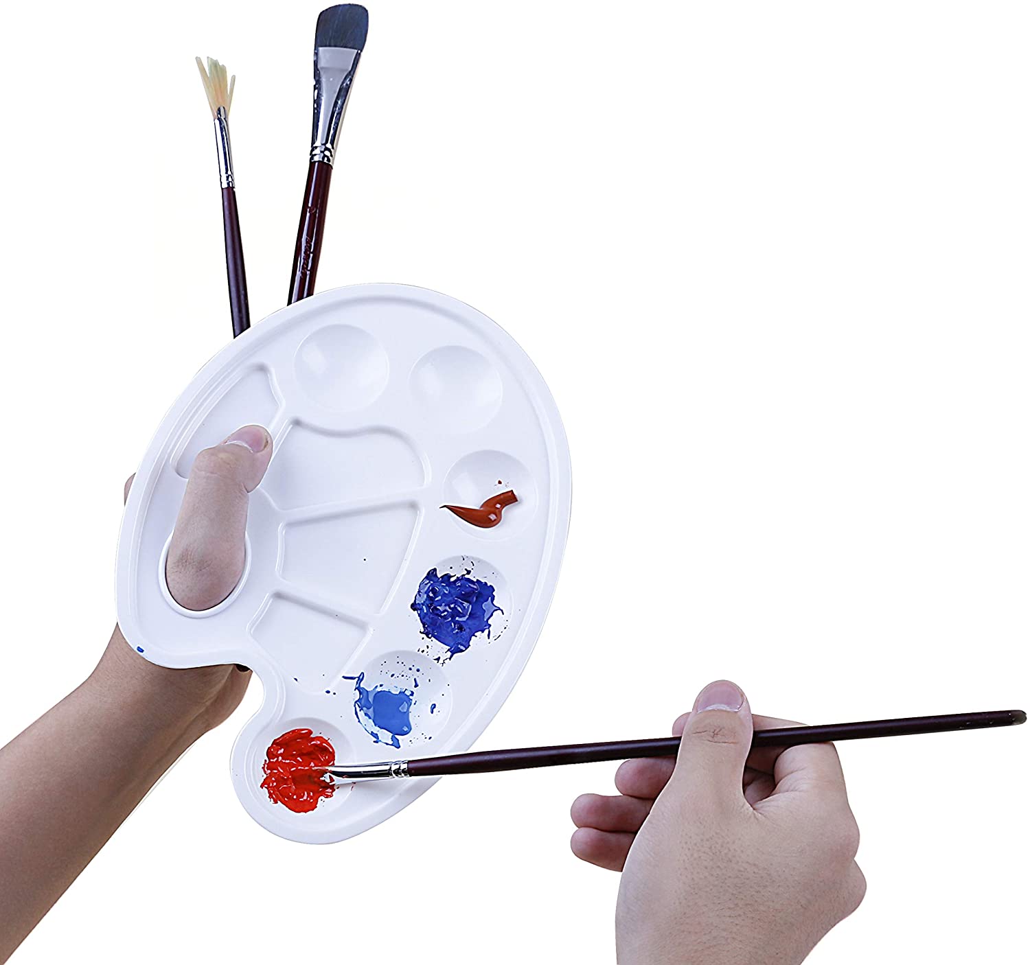 EXERZ 12pcs Palettes Paint Tray with Thumb Hole, A Set for Oil Paint Acrylic, Watercolour - Image 4