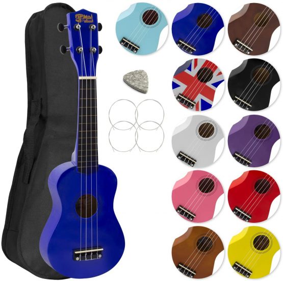 Mad About SU8 Soprano Ukulele in Blue with FREE Gig Bag, Pick, and Spare Strings – Great for Schools and Beginners, Now With Carbon Black Strings for Improved Tuning
