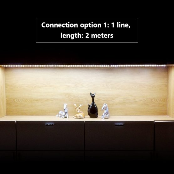 WOBANE LED Under Cabinet Lighting Kit,Flexible LED Ribbon Lights Bar,Under Counter Lights for Kitchen,Cupboard,Desk,Showcase,Shelf,6.6 Feet Rope Light Set,12v,120 LEDs,1100lm,6000K White,4 Panel - Image 2