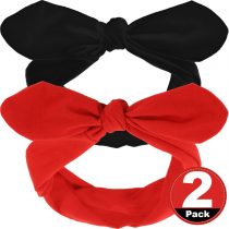 2 Pieces Retro Headbands Red Black Hair Band Vintage Wire Headband Rabbit Ear Bow Headband Headwrap for Girls and Women