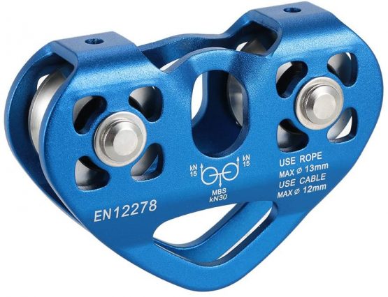 Lixada Double Pulley with Ball Bearing 30kN Trolley Pulley up to 13 mm Ropes for Rock Climbing Caving Aloft Work Rescue
