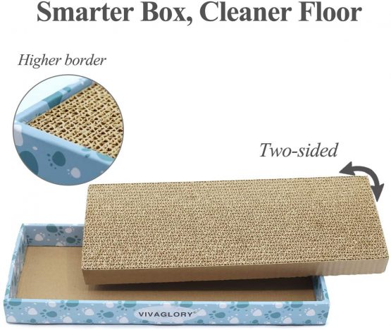 Vivaglory Cat Scratching Pad with Box, Reversible Cat Scratcher Cardboard Kitty Corrugated Sofa Lounge with Catnip, 2 Pack, Regular - Image 2