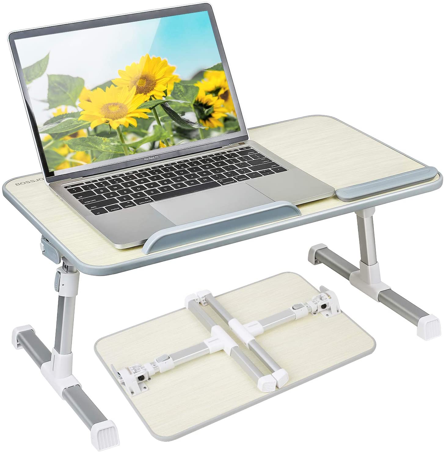 Height and Angle Adjustable Laptop Bed Table Stand Tray Lapdesk Foldable Breakfast Tray for Sofa Bed, Terrace, Balcony, Garden,Beach