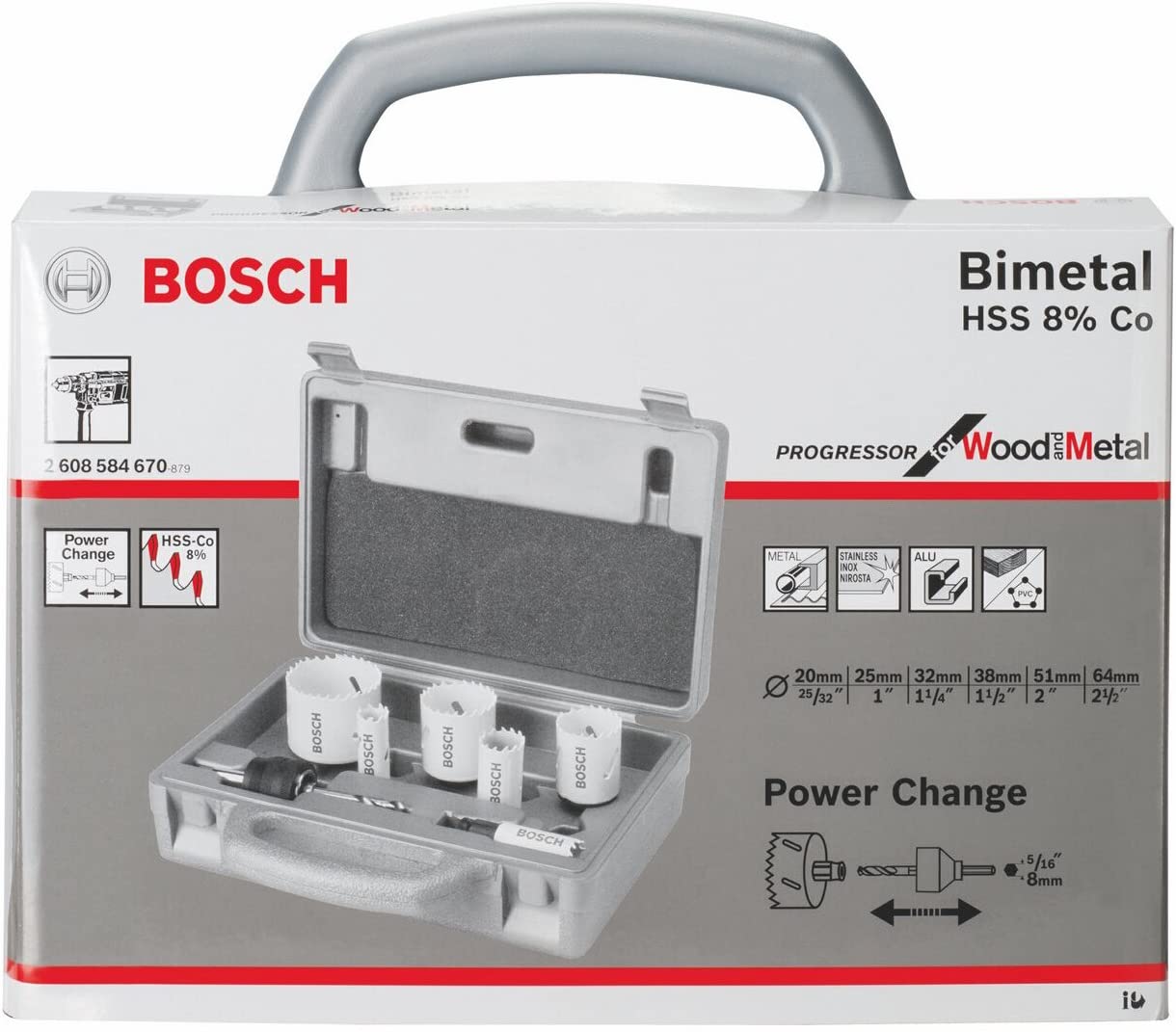 Bosch Professional 6 pcs. Hole Saw Progressor for Wood & Metal Set (diameter 20-64 mm, Accessory Drill), Blue - Image 2