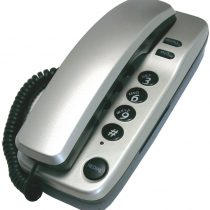 Geemarc Marbella - Gondola Style Corded Analogue Telephone with Large Buttons, Mute and Tone Dialing Function- Wall Mountable - Silver Color- UK Version