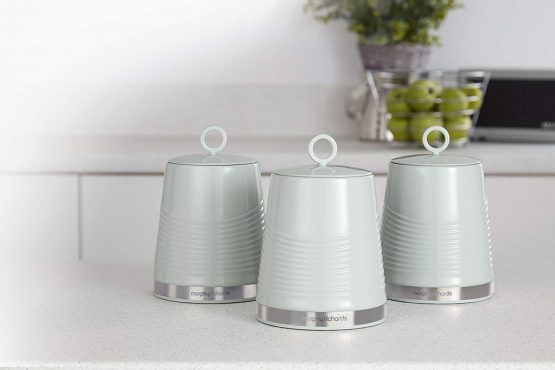 Morphy Richards 976007 Dune Kitchen Storage, Tea Coffee Sugar Set of 3 Canisters, Sage Green, 1 - Image 3