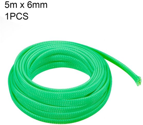 uxcell PET Expandable Braided Sleeving, 1/4-inch 16ft Braided Cable Sleeve, Green - Image 3