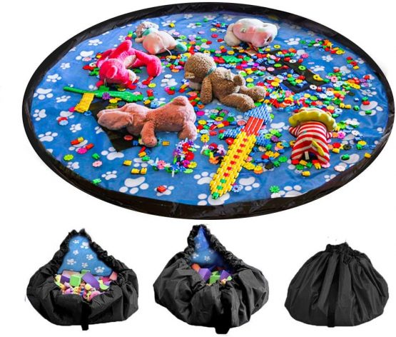 LandJoy Toy Storage Bag 60 inch(150cm) Children Play Mat Large Portable Tidy Organiser Drawstring Bag for Home and Outdoor (Green)