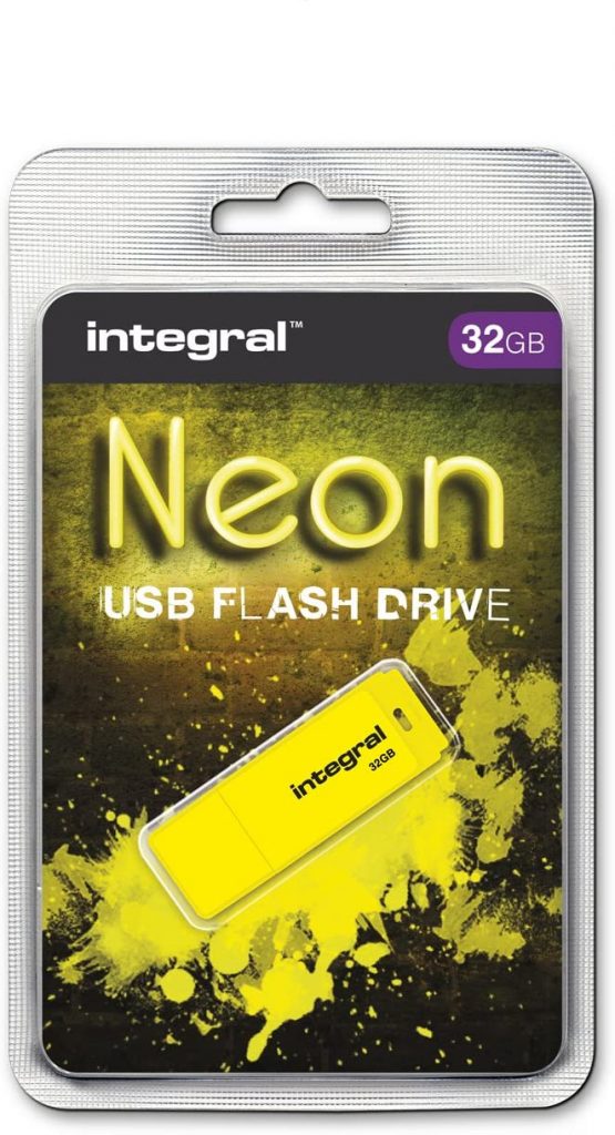 32GB USB memory stick Neon Yellow Hi-Speed flash drive 2.0, by Integral,INFD32GBNEONYL - Image 2