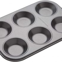 MasterClass KCMCHB59 6 Hole Mince Pie Baking Tray with PFOA Free Non Stick, Robust 1mm Carbon Steel, 24 x 16cm Jam Tart Tin , Grey