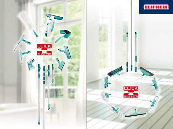 Leifheit 3-in-1 Mini Window Cleaner with Microfibre Fleece, Window Squeegee and Frames, Squeegee with Compatible with Click-System Handle, 20 cm - Image 4