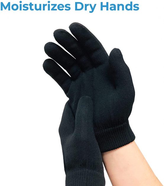 NatraCure Black Gel Moisturizing Gloves - Image 3
