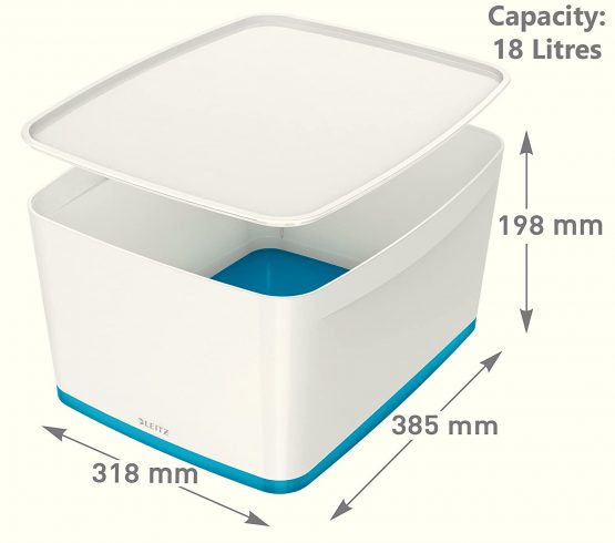 Leitz 18 Litre Storage Box with Lid, waterproof ABS, Blue Metallic - Image 2