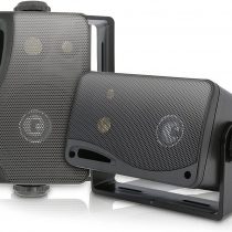 Weatherproof Outdoor Speakers (2 pcs) - 3.5Inch 3-way Marine Outdoor Box Speakers - Black All-Weather Mini Box Speakers- 200W Speakers with Mounting Kit Wires Included