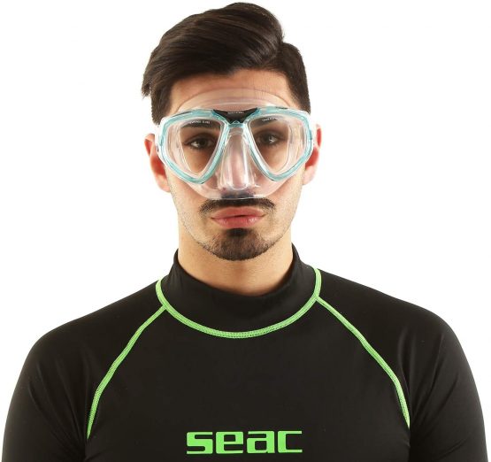 SEAC Men's One Mask Scuba, Snorkeling, Free Diving and Spearfishing with Protective Case, Prescription Options for Myopia (Nearsightedness), Blue Clear, Small - Image 2