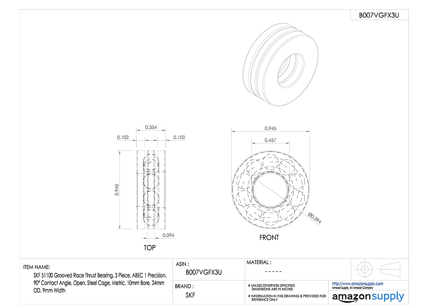 SKF 51100 Thrust Ball Bearing - Image 2