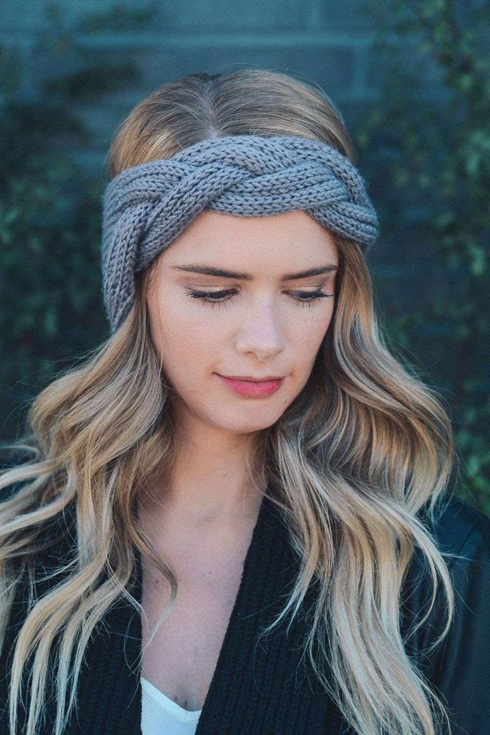 KAEHA QDFD-0001-14 Warm Knitted Headband for Women Hair Accessories Grey