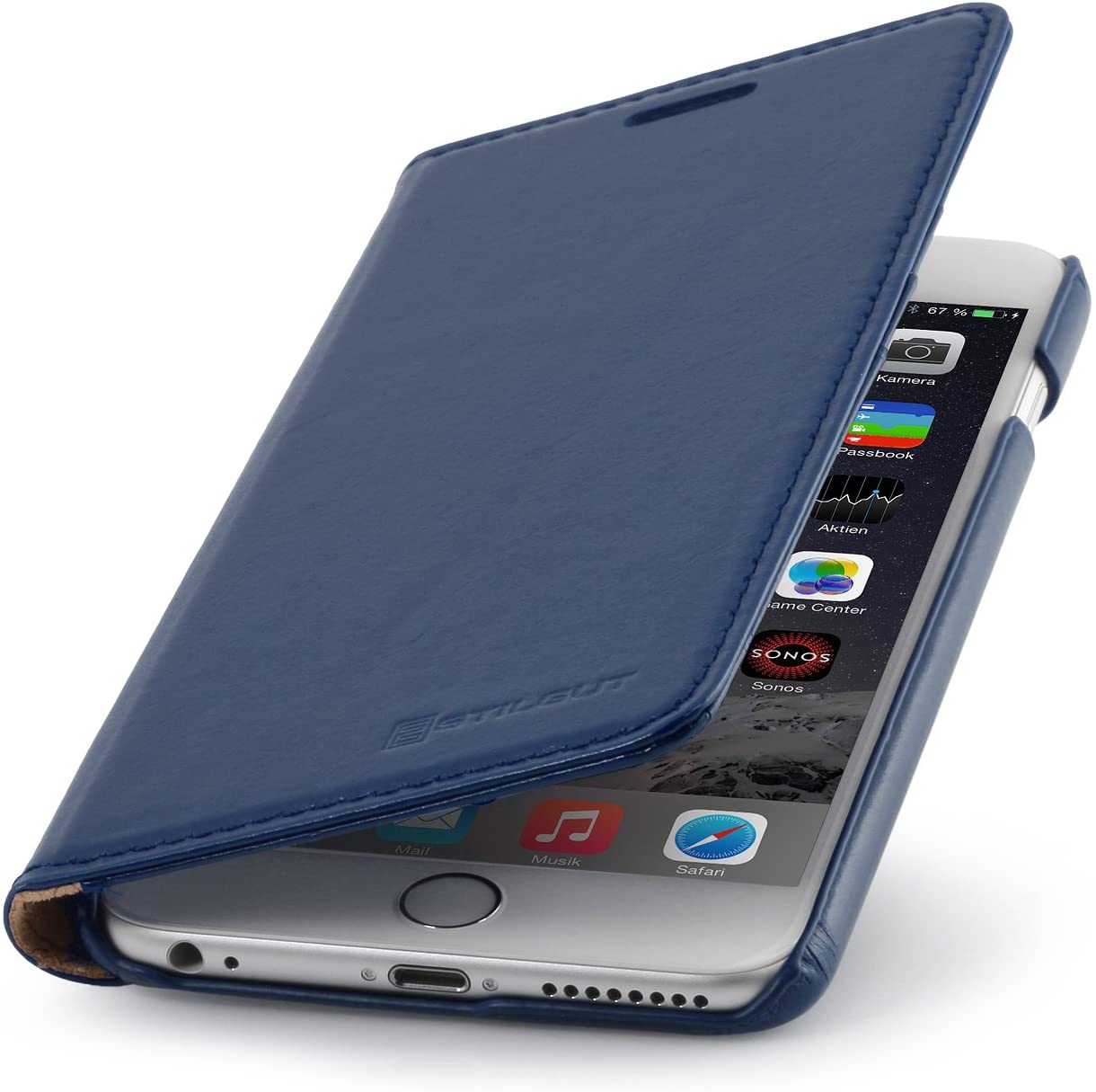 StilGut Slim Wallet Type Leather Case Compatible with iPhone 6Plus/6s Plus 5.5", Night Blue - Image 3