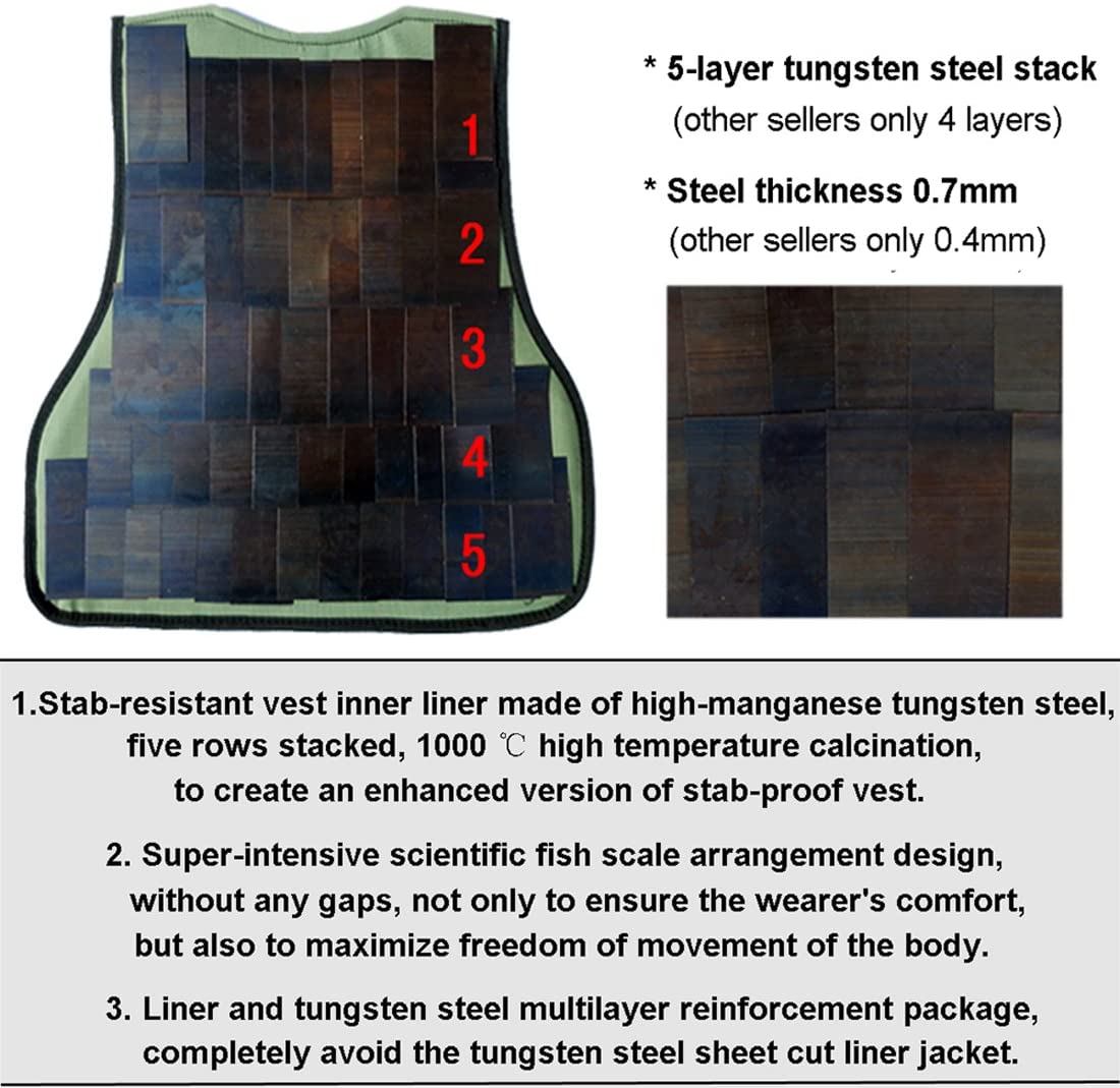 YD Body Anti Knife Stab Front and Back Proof Concealed Vest - Free Knife Proof Cut Resistant Work Gloves (Protection Vest), Black, M-XL - Image 3