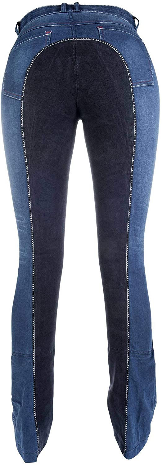 HKM Girl's Summer Denim Jodhpur Riding Breeches, Jeans Blue/Deep Blue, 14/15 Years, Denim Blue/Dark Blue, 14-15 Years - Image 2