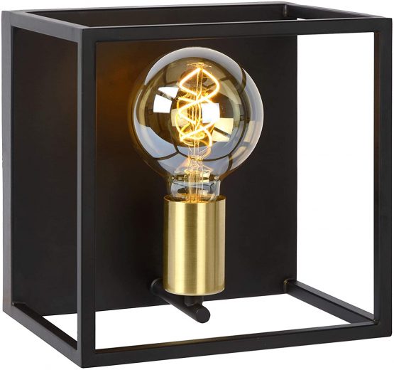 Lucide Wall Light, Metal, E27, 40 W, Black, Satin Brass