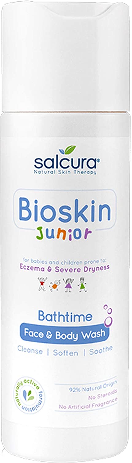 Salcura Natural Skin Therapy, Bioskin Junior Face & Body Wash, Low-Foamy Wash Will Hydrate