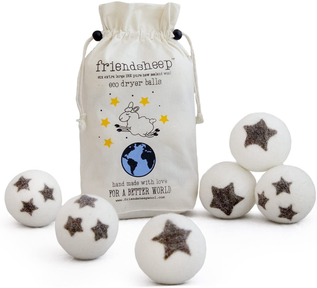 Friendsheep Organic Eco Wool Dryer Balls - 6 Pack - 100% Handmade, Fair Trade, Organic, No Lint - Premium Quality - Image 2