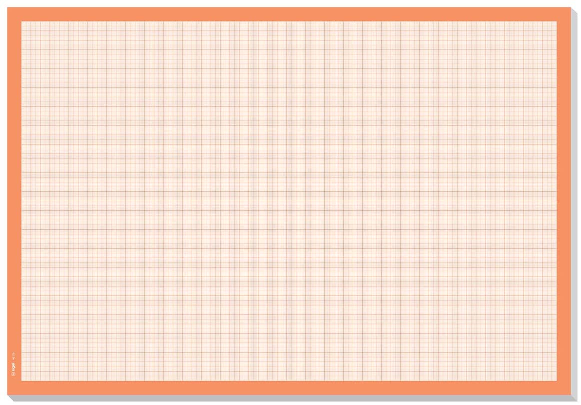 sigel HO270 Paper Desk Pad, Millimeter Squared, A2 (59.5 x 41 cm), 80 GSM, Orange, 30 Sheets