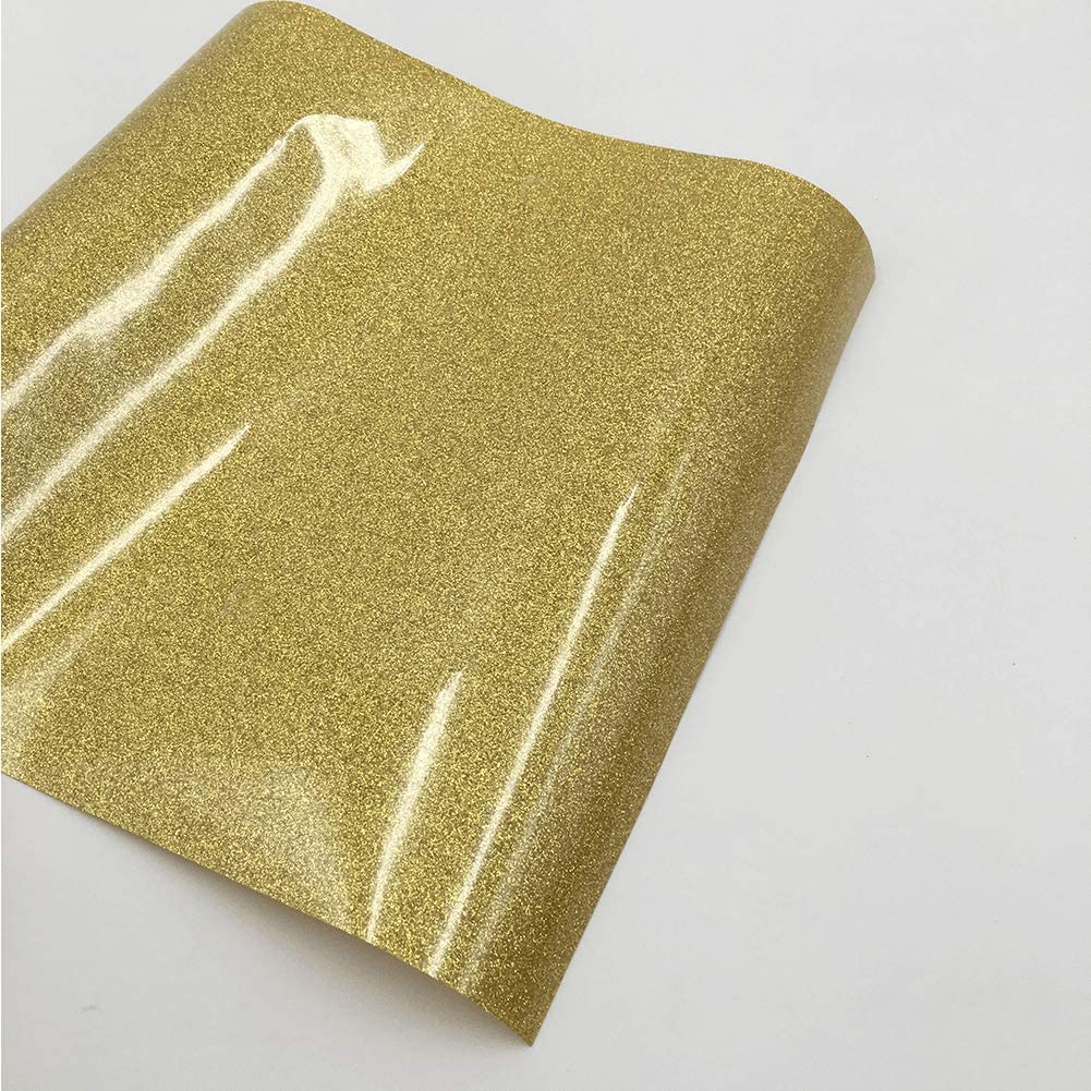 YURROAD 40" x 12" Glitter Heat Transfer Vinyl Gold Glitter HTV Vinyl Iron On Clothes - Gold Glitter Vinyl - Image 3