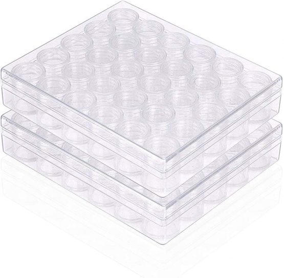 Kurtzy Clear Plastic Bead Storage Organiser Box (2 Pack) - 30 Small Removable Compartment Containers with Lids - Diamond Dot Painting Beads, Jewellery, DIY Nail Art, Earrings, Glitter & Embroidery