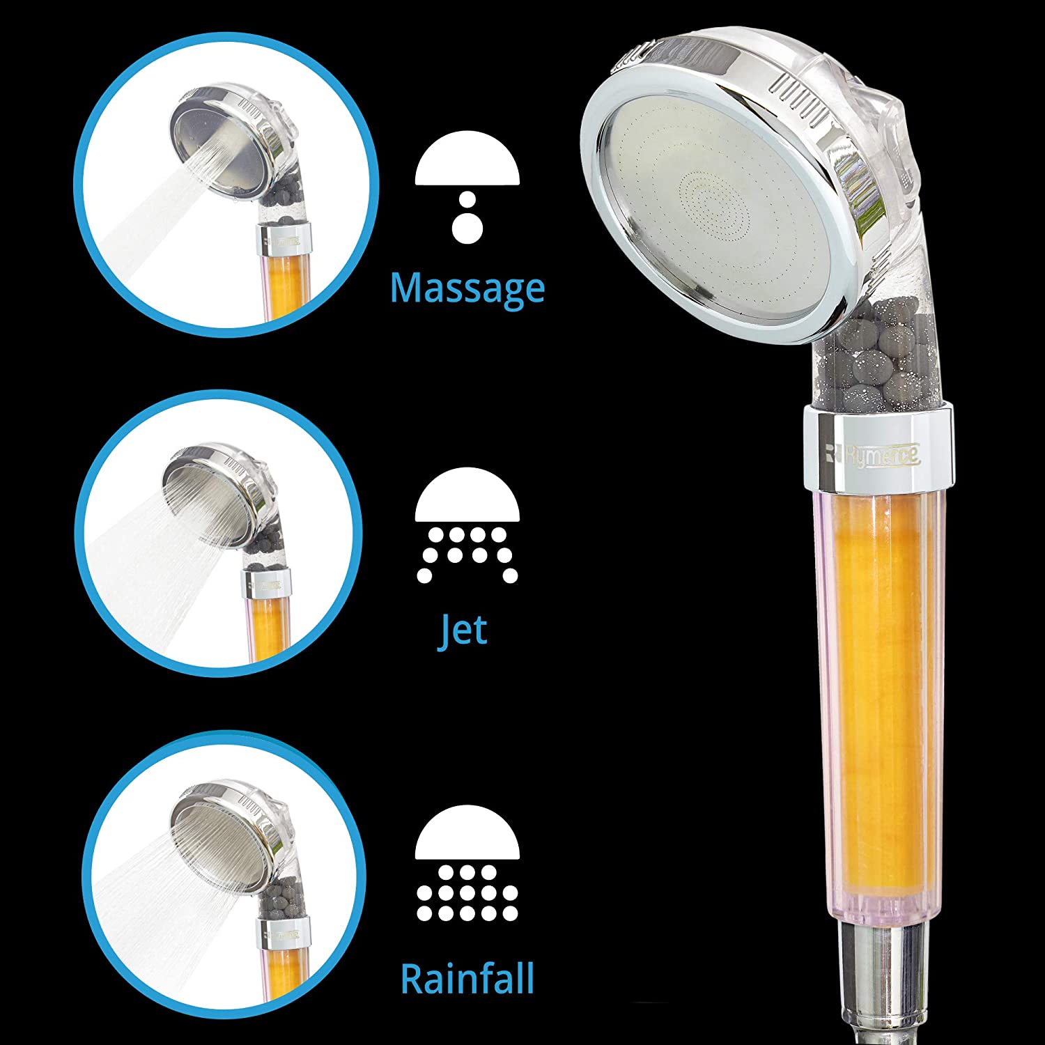 Ionic Shower Head Handheld Aroma Vitamin C 3way Function Filter Bead