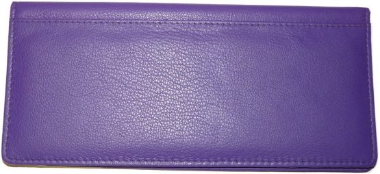 EMVY Leather Genuine Leather Cheque Book Cover Holder in Colours Black or Purple! (Purple) - Image 3