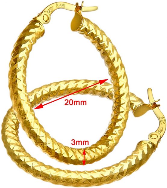 Citerna Women's 9 ct Yellow Gold Diamond Cut 10 mm Hoop Earrings - Image 2