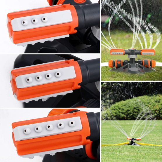 Aiglam Garden Sprinkler, Lawn SprinklerAutomatic 360 Degree Rotating 3 Arm Lawn Water Sprinkler System with Quick Connectors for Watering Plants or Summer Outdoor Play - Image 3