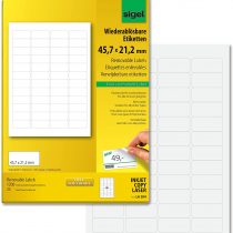 SIGEL LA204 Universal Removable Labels, 4.57 x 2.12 cm, 1200 lbl = 25 sheets, white