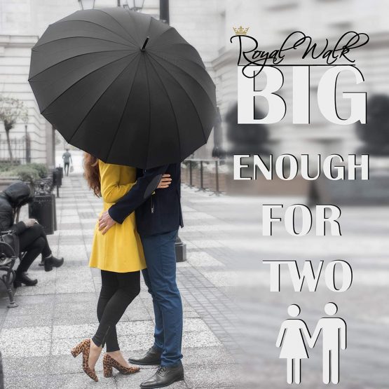 Royal Walk Windproof Umbrella Black Large 54 Inch Automatic Open for 2 Persons Stormproof for Men Women Classic Wooden Handle Lightweight Waterproof Durable Strong 16 Ribs Travel Golf Unisex 120cm - Image 4
