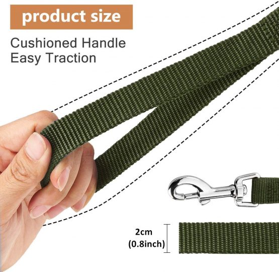 HAPPY HACHI Dog Training Lead Leash, Long Dog Line Nylon Cotton Webbing Recall Rope Leash for Pet Tracking Training Recall Obedience (5m/15ft,Army Green) - Image 2