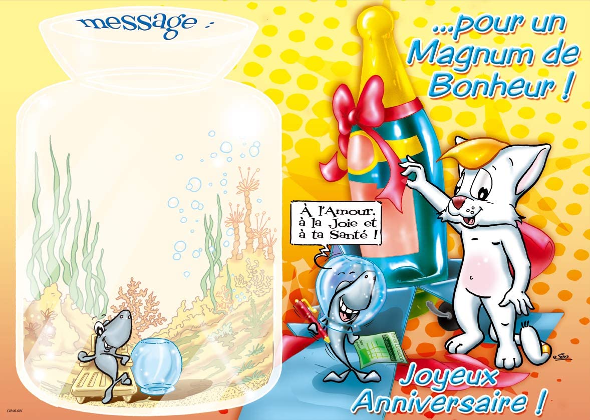 Afie Maxi Maxi Giant Card Happy Birthday Funny Funny Cat Kitten Gift Surprise Bottle Charlestown Collection Illustration Drawing - Image 2