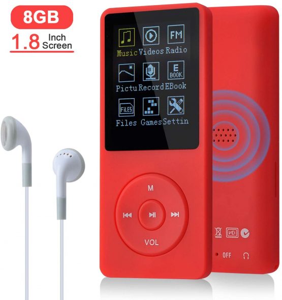COVVY Slim Music Player 8 GB Portable Lossless Sound 70 Hours Screen MP3 Player Support up to 64 GB (Red)