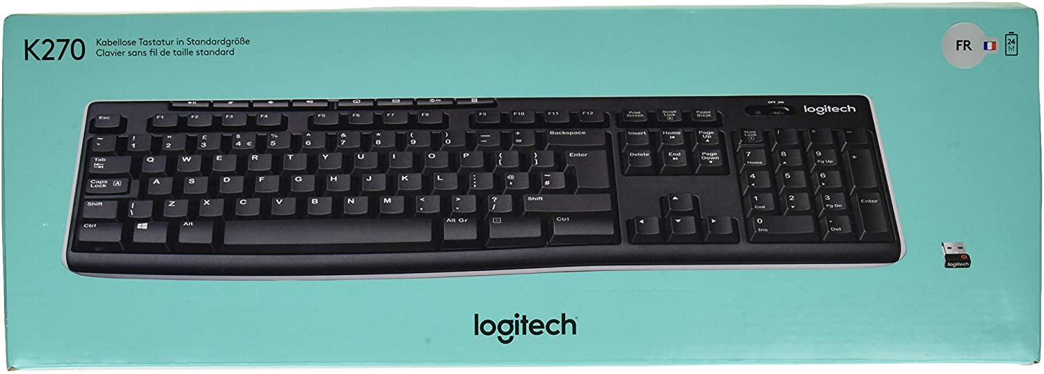 Logitech K270 Wireless Keyboard for Windows AZERTY French Layout - Black, 3.20 x 45.00 x 16.00 CM - Image 2
