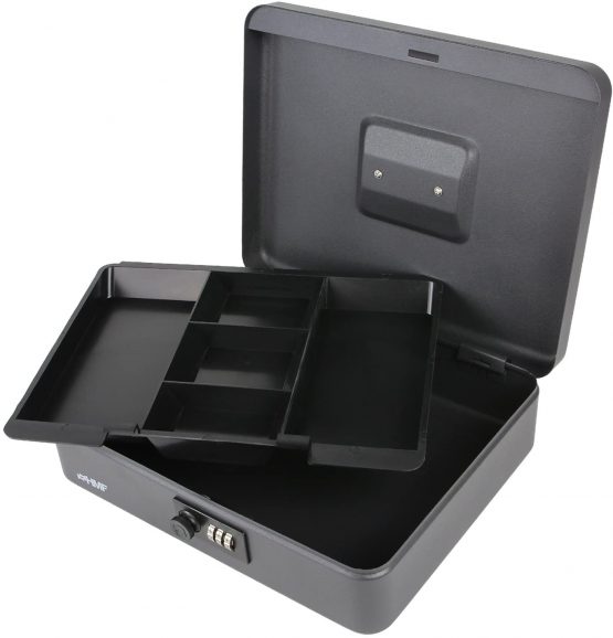 HMF 10017-02 Cash Box Combination Lock, 30 x 24 x 9 cm, black - Image 2