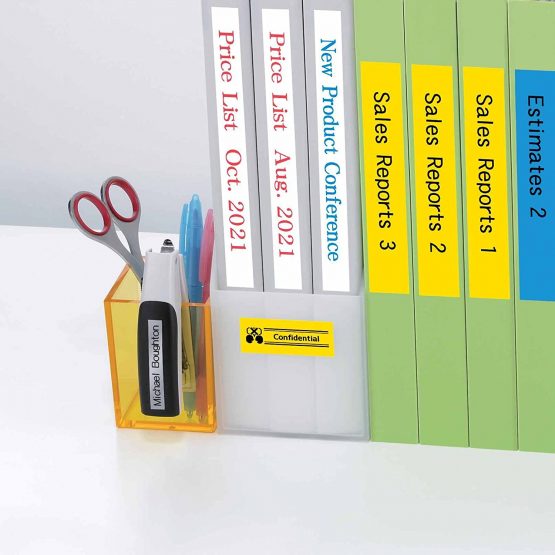 Casio 12mm Label Printer Cartridge Black Print on Yellow Tape - Image 3