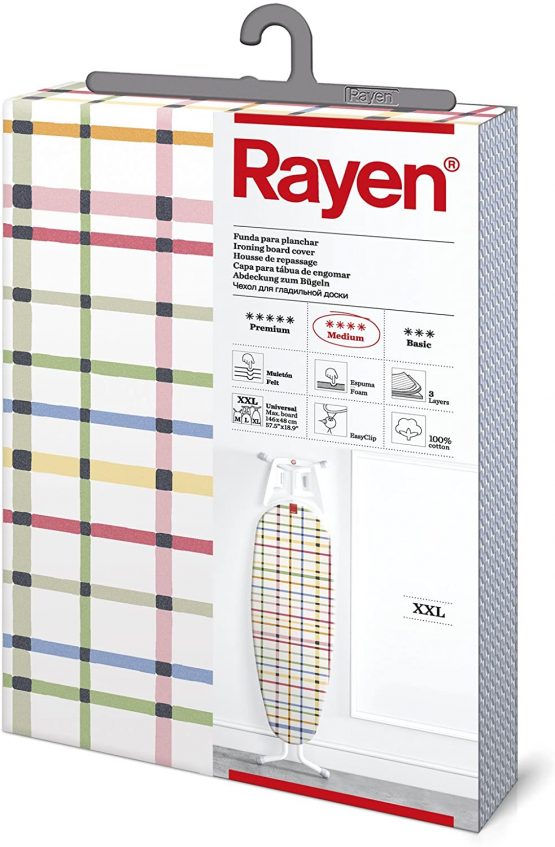 Rayen Ironing Board Cover, 3 layers: Foam, flannelette and 100% cotton fabric, Coloured Stripes, 150 X 55 - Image 4