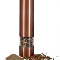 Relaxdays Electric Pepper Mill, Stainless Steel, Bronze, Large, 5 x 5 x 23 cm